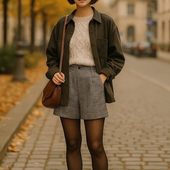 Vintage 90s high waist classic houndstooth knit shorts - Picture 9 of 9